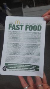 Volantino - Mobilitazione McDonald's